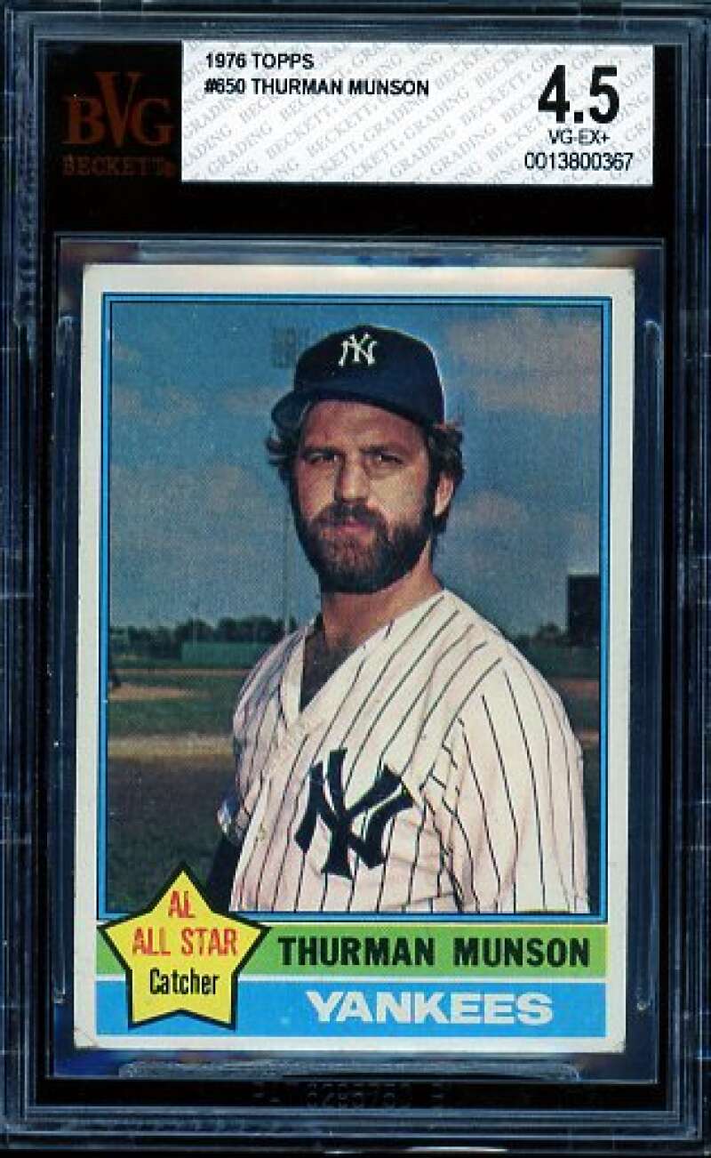 Thurman Munson Card 1976 Topps #850 BVG 4.5 Image 1