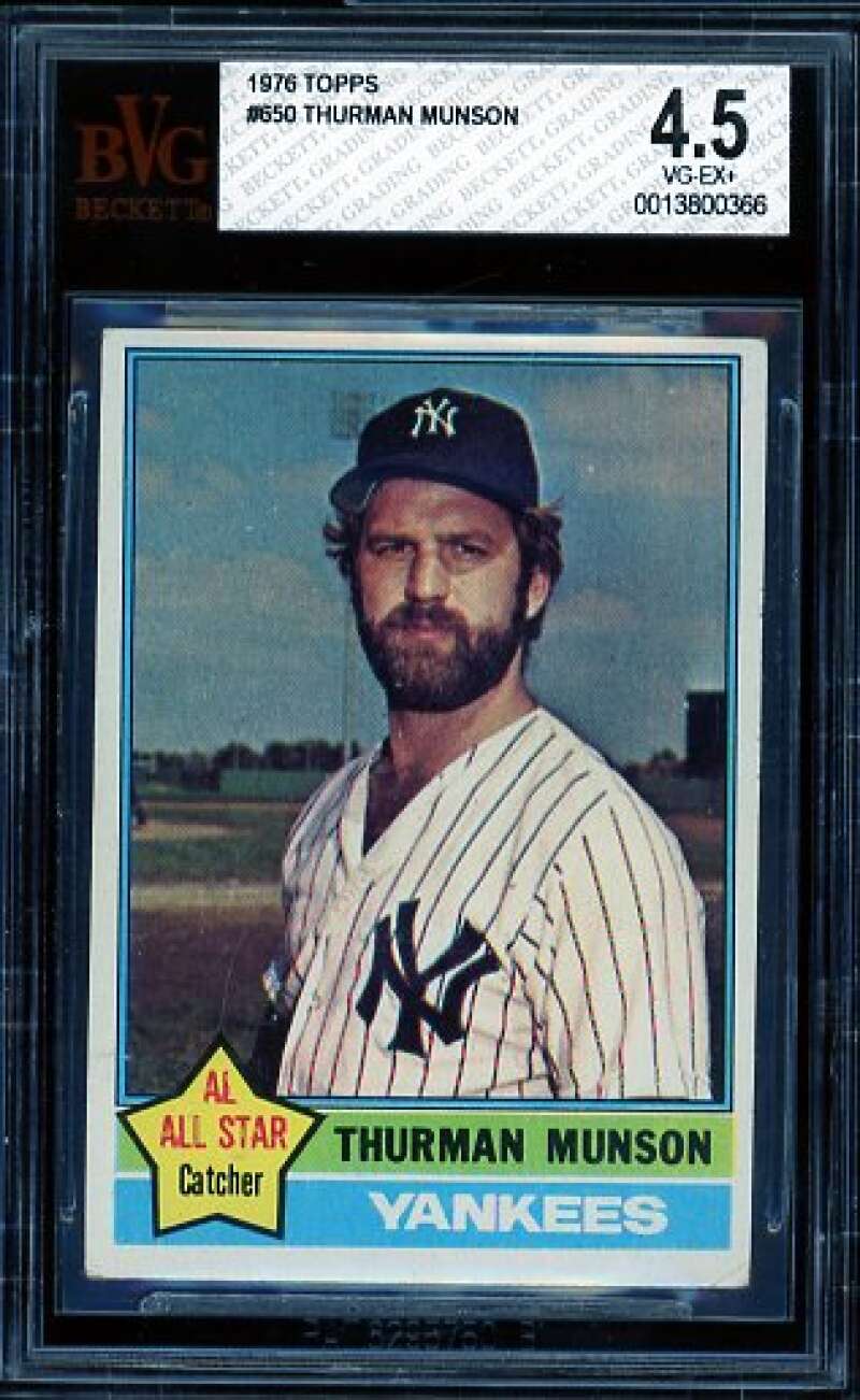 Thurman Munson Card 1976 Topps #650 BVG 4.5 Image 1