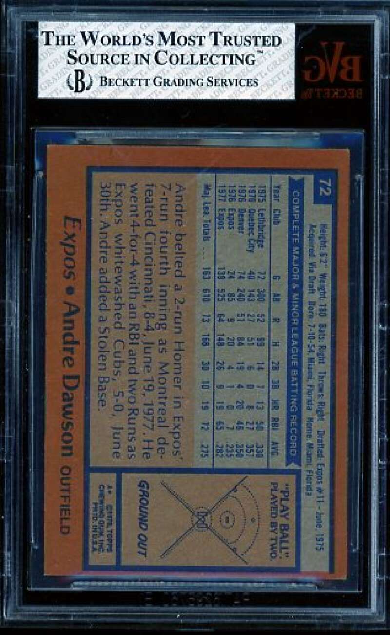 Andre Dawson Card 1978 Topps #72 BVG 5 Image 2