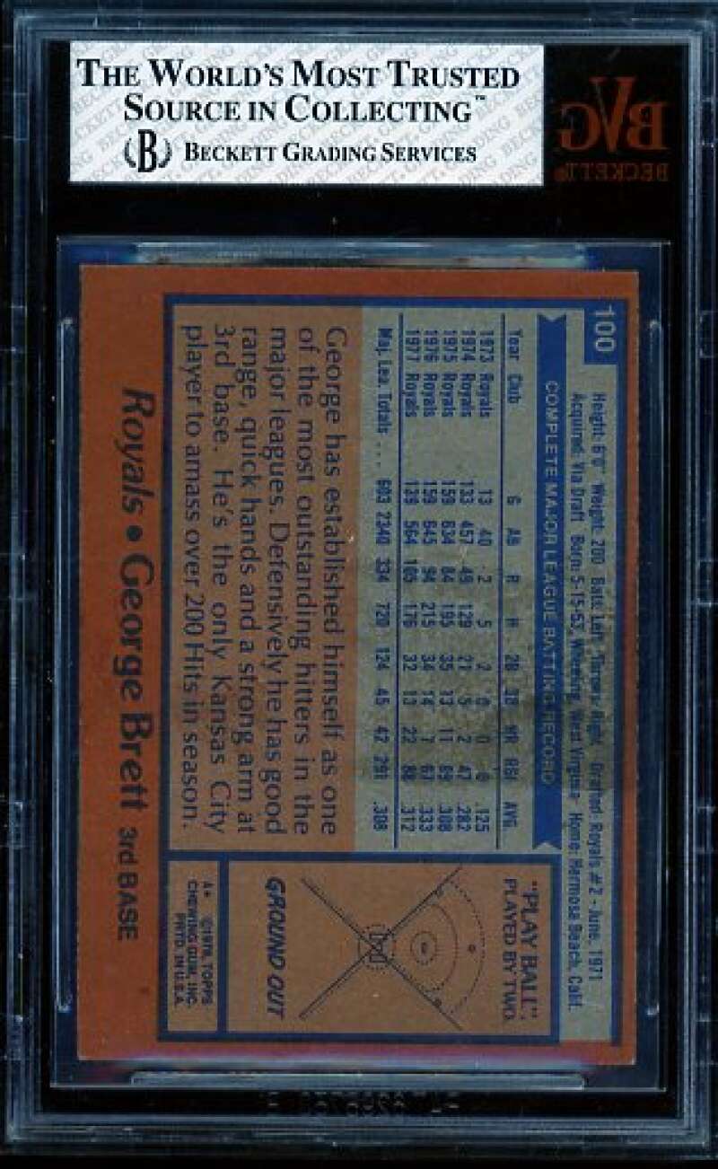 George Brett Card 1978 Topps #100 BVG 5 Image 2