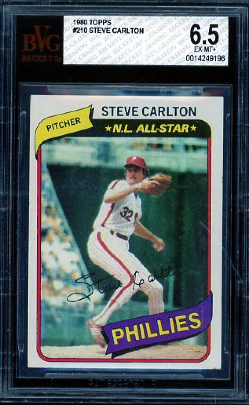 Steve Carlton Card 1980 Topps #210 BVG 6.5 Image 1