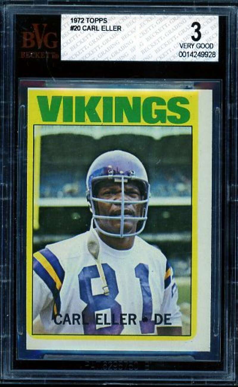 Carl Eller Card 1972 Topps #20 BVG 3 Image 1