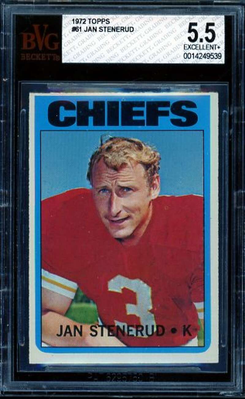 Jan Stenerud Card 1972 Topps #61 BVG 5.5 Image 1