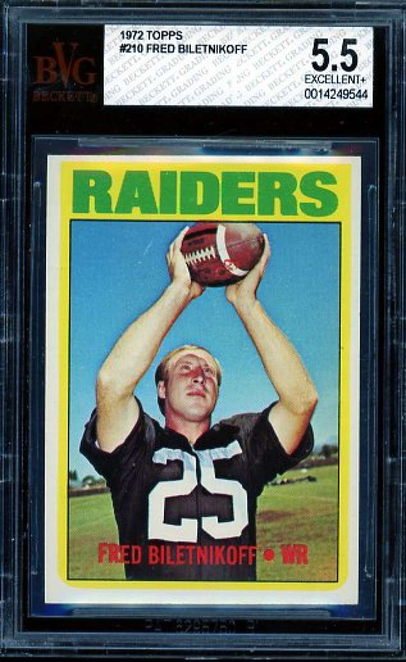 Fred Biletnikoff Card 1972 Topps #210 BVG 5.5 Image 1