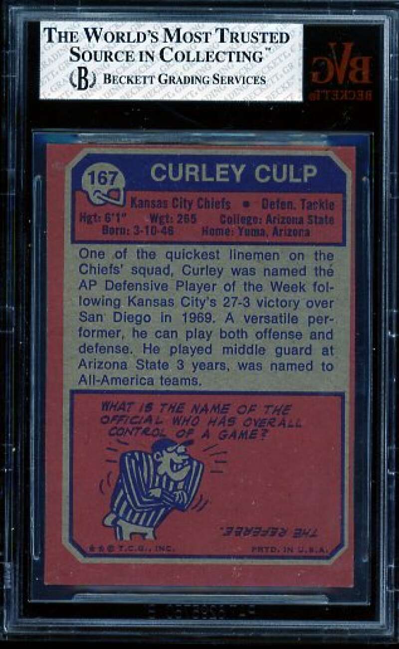 Curley Culp Card 1973 Topps #167 BVG 5 Image 2