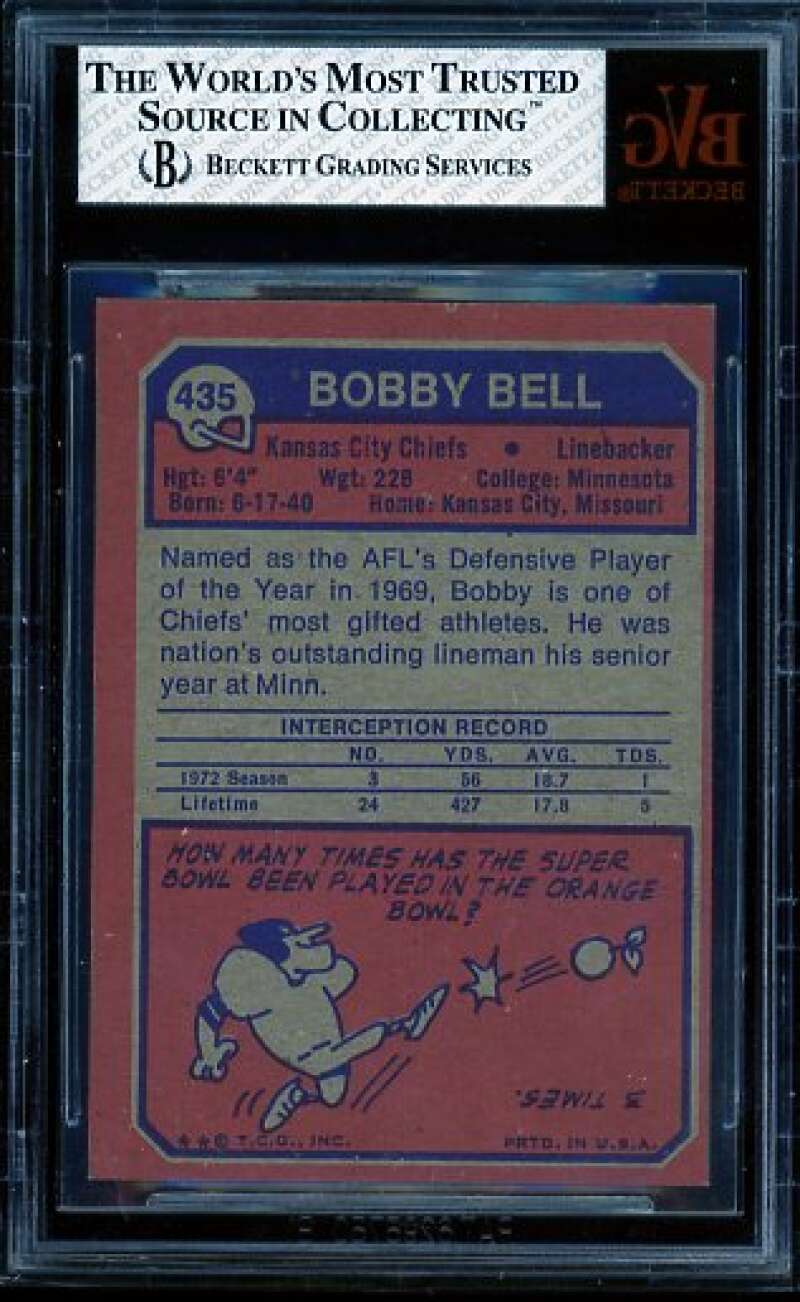 Bobby Bell Card 1973 Topps #435 BVG 5.5 Image 2