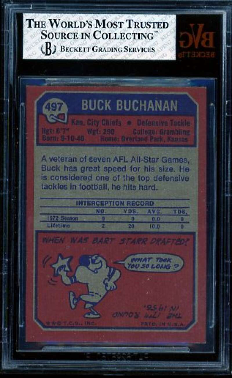 Buck Buchanan Card 1973 Topps #497 BVG 4.5 Image 2