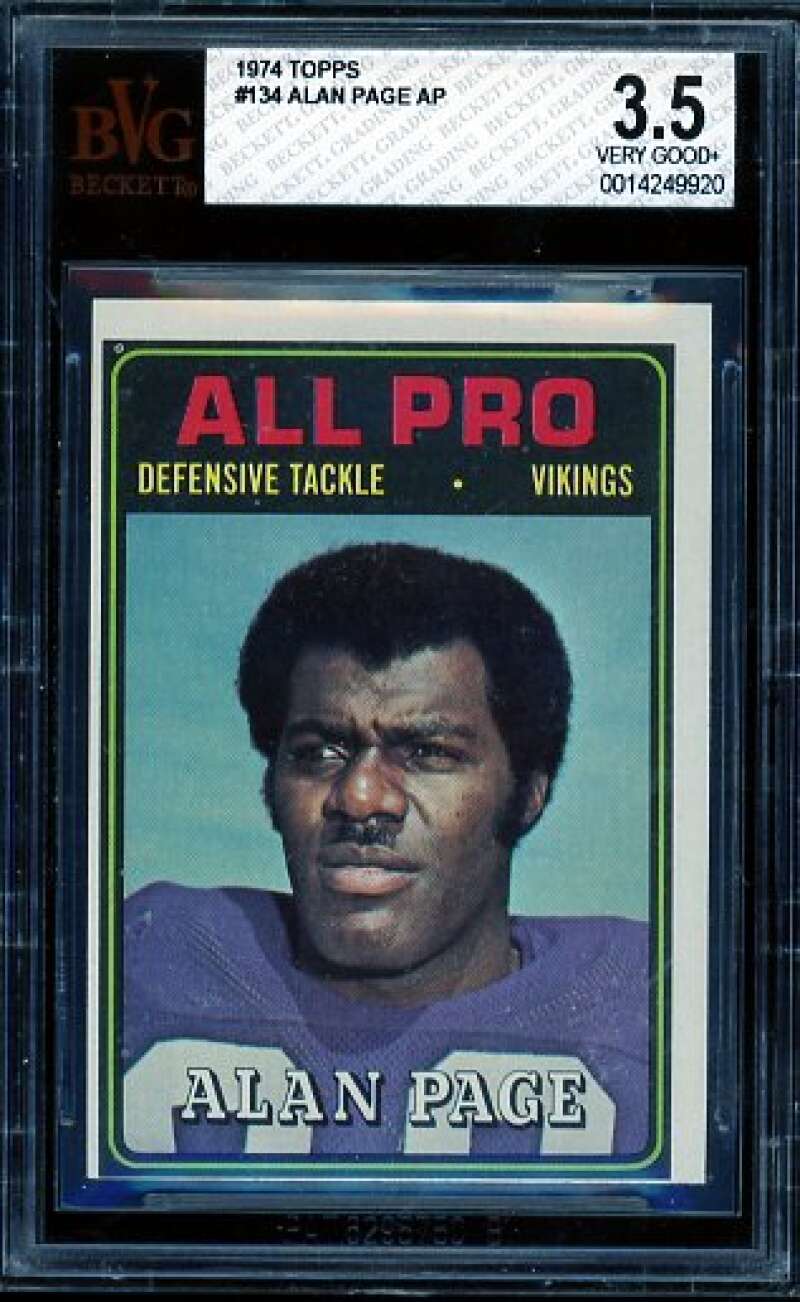 Alan Page Card 1974 Topps #134 BVG 3.5 Image 1