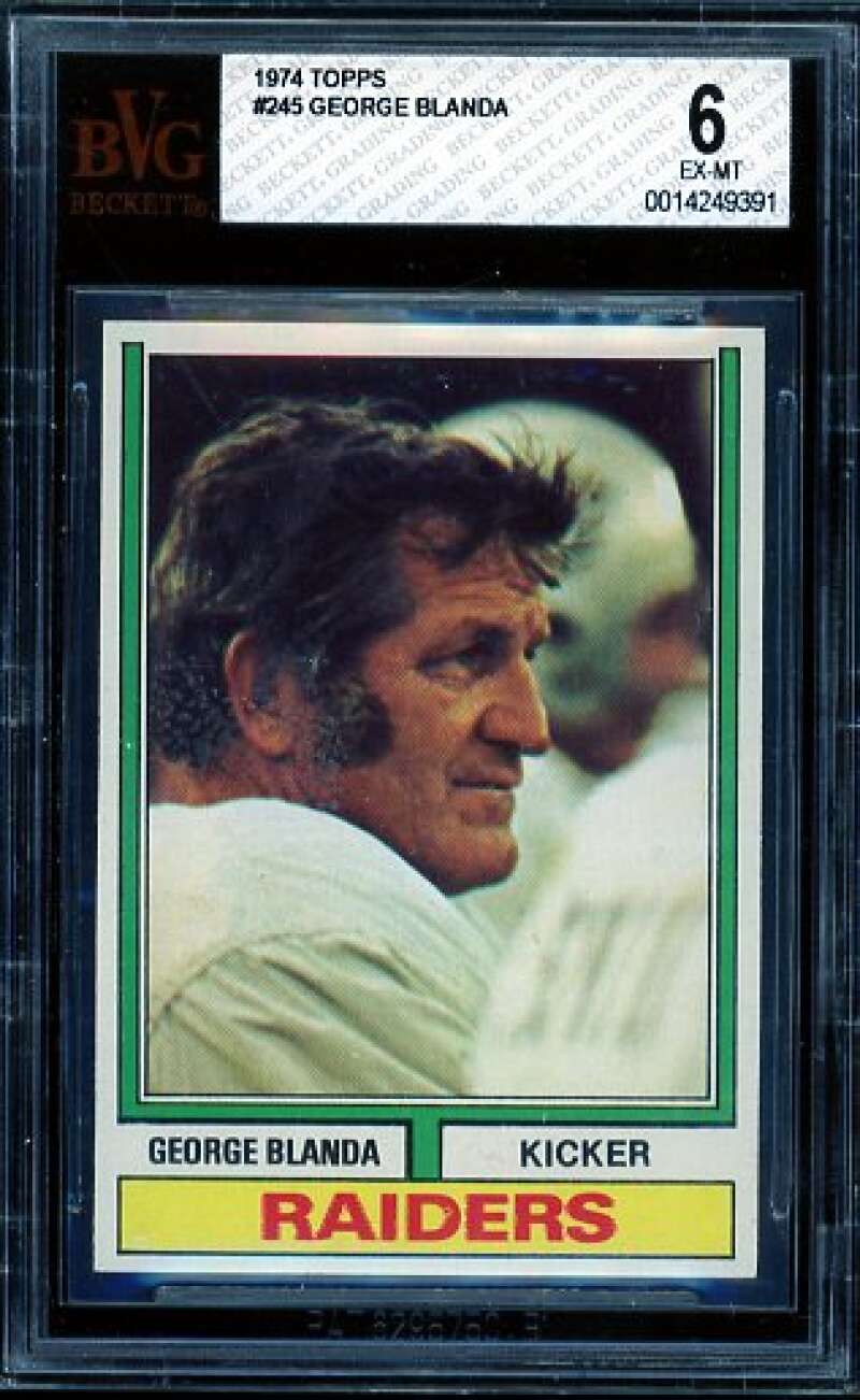 George Blanda Card 1974 Topps #245 BVG 6 Image 1