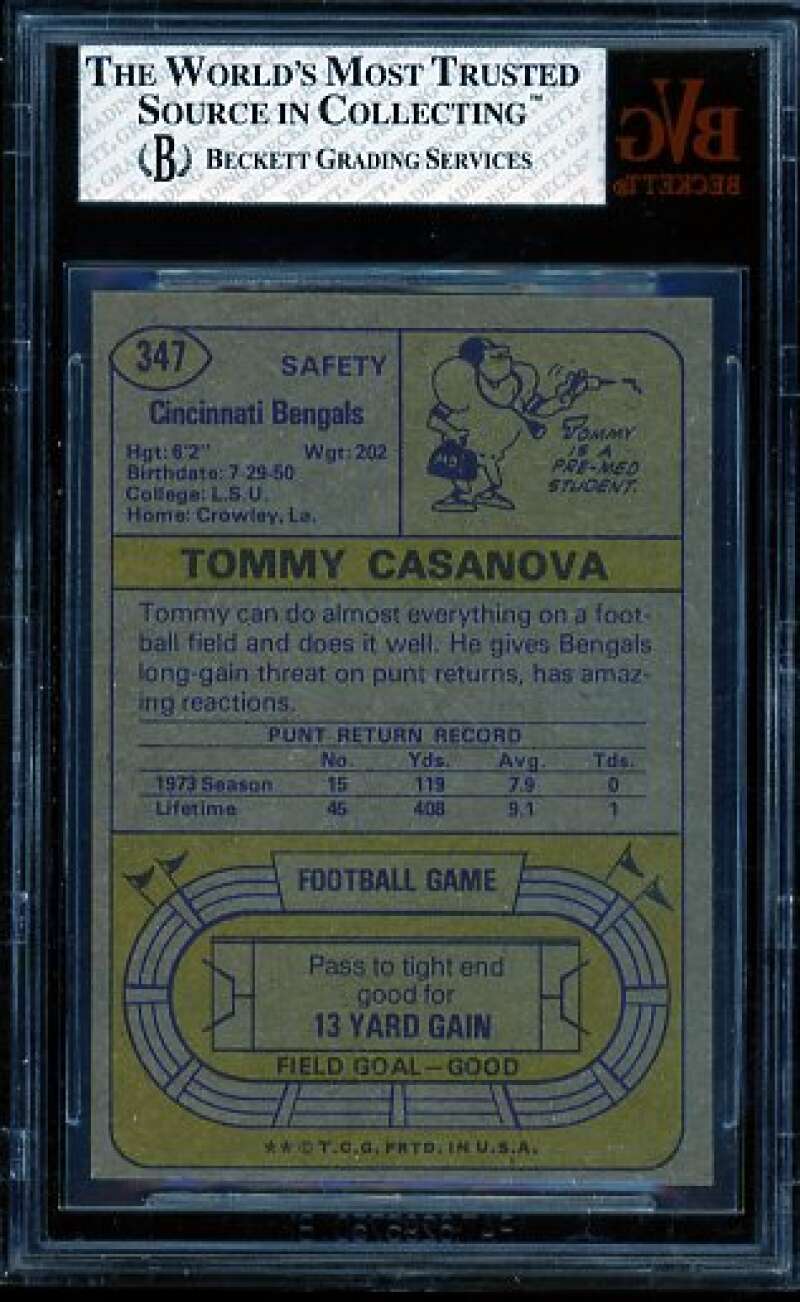 Tommy Casanova Card 1974 Topps #347 BVG 4.5 Image 2