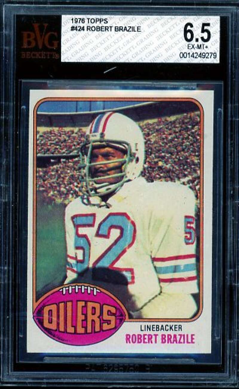 Robert Brazile Rookie Card 1976 Topps #424 BVG 6.5 Image 1