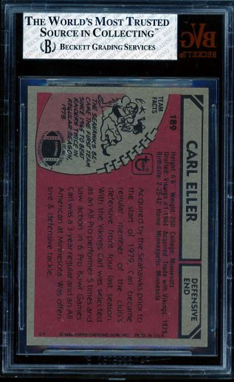 Carl Eller Card 1980 Topps #189 BVG 6.5 Image 2