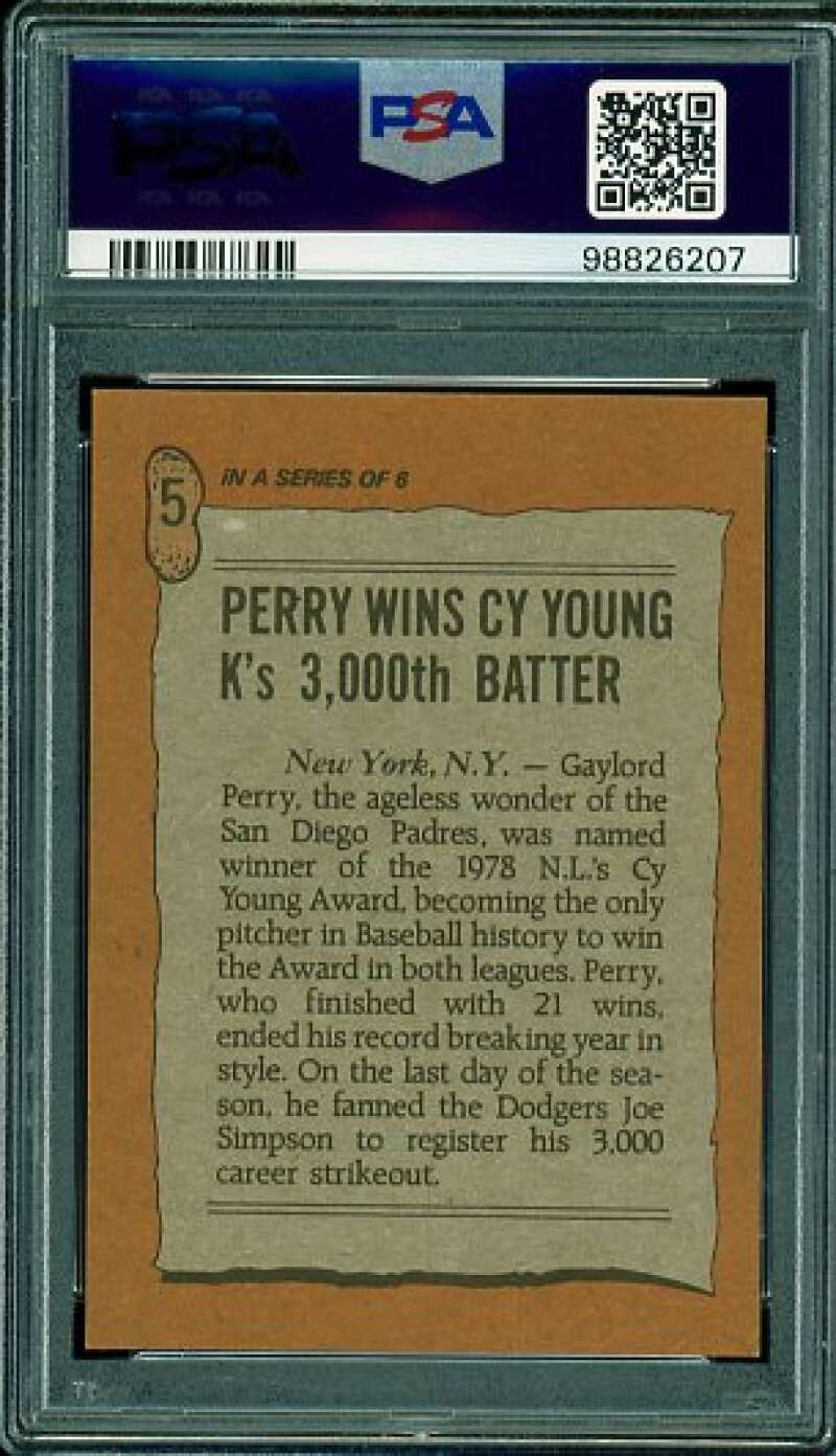 Gaylord Perry Card 1983 Perry Highlights Cy Young/3,000 K #5 PSA/DNA Cert 7 Auto Image 2