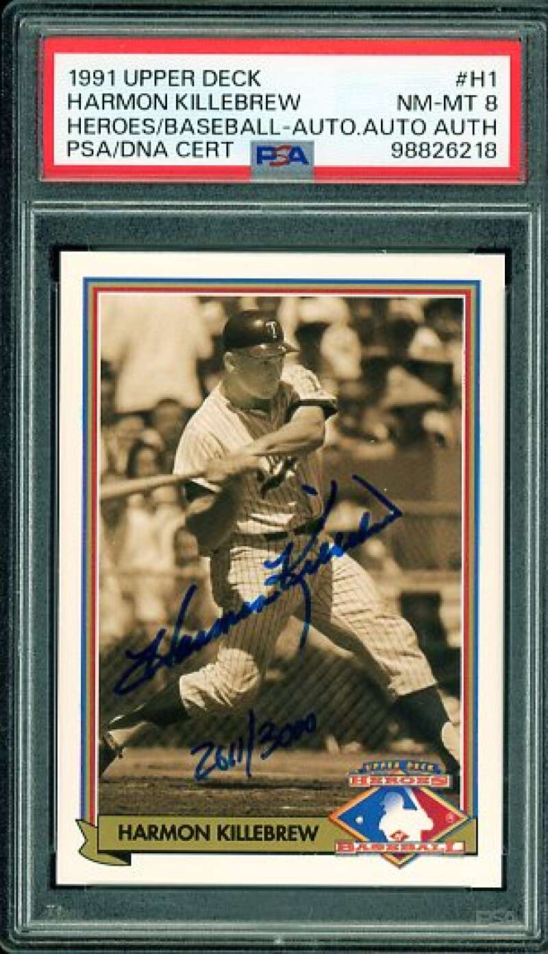 Harmon Killebrew Card 1991 Upper Deck Heroes Baseball #H1 PSA/DNA Cert 8 Auto Image 1