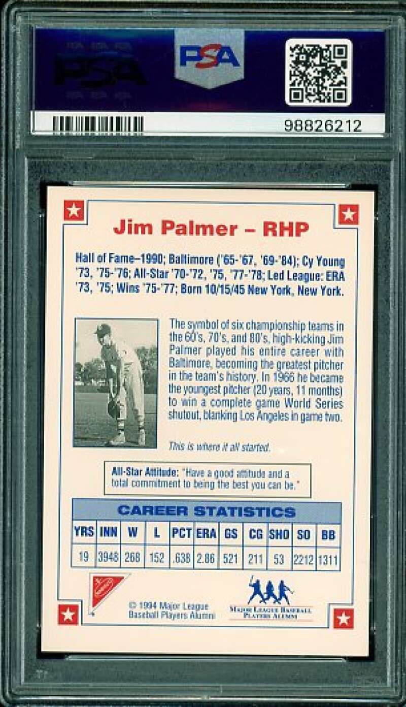 Jim Palmer Card 1994 Nabisco A/S Leg. #nno Autograph PSA/DNA Cert 9 Auto Image 2