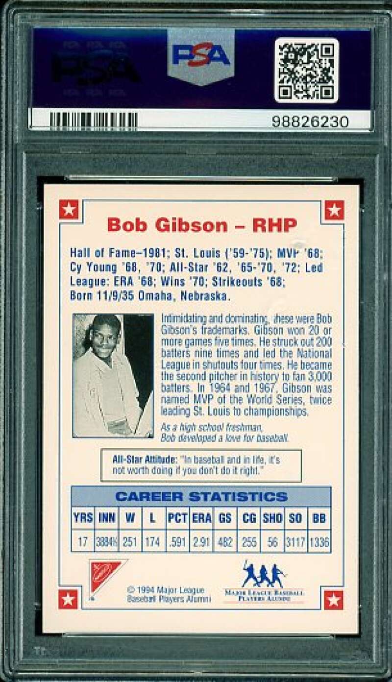 Bob Gibson Card 1994 Nabisco A/S Leg. Autograph #nno PSA/DNA Cert 8 Auto Image 2