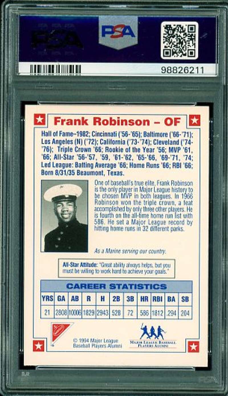 Frank Robinson Card 1994 Nabisco A/S Leg. Autograph #nno PSA/DNA Cert 8 Auto Image 2