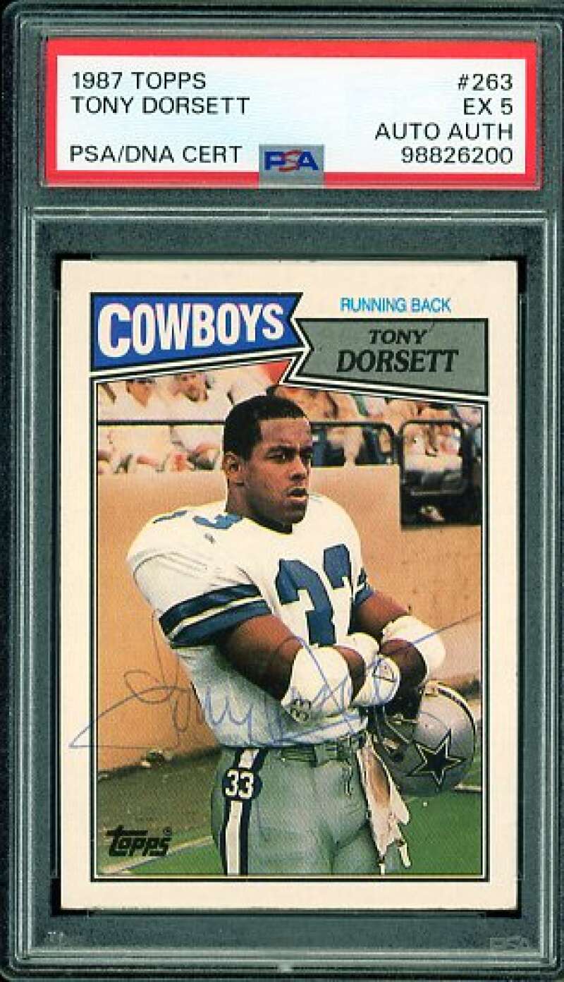 Tony Dorsett Card 1987 Topps #263 PSA/DNA Cert 5 Auto Image 1