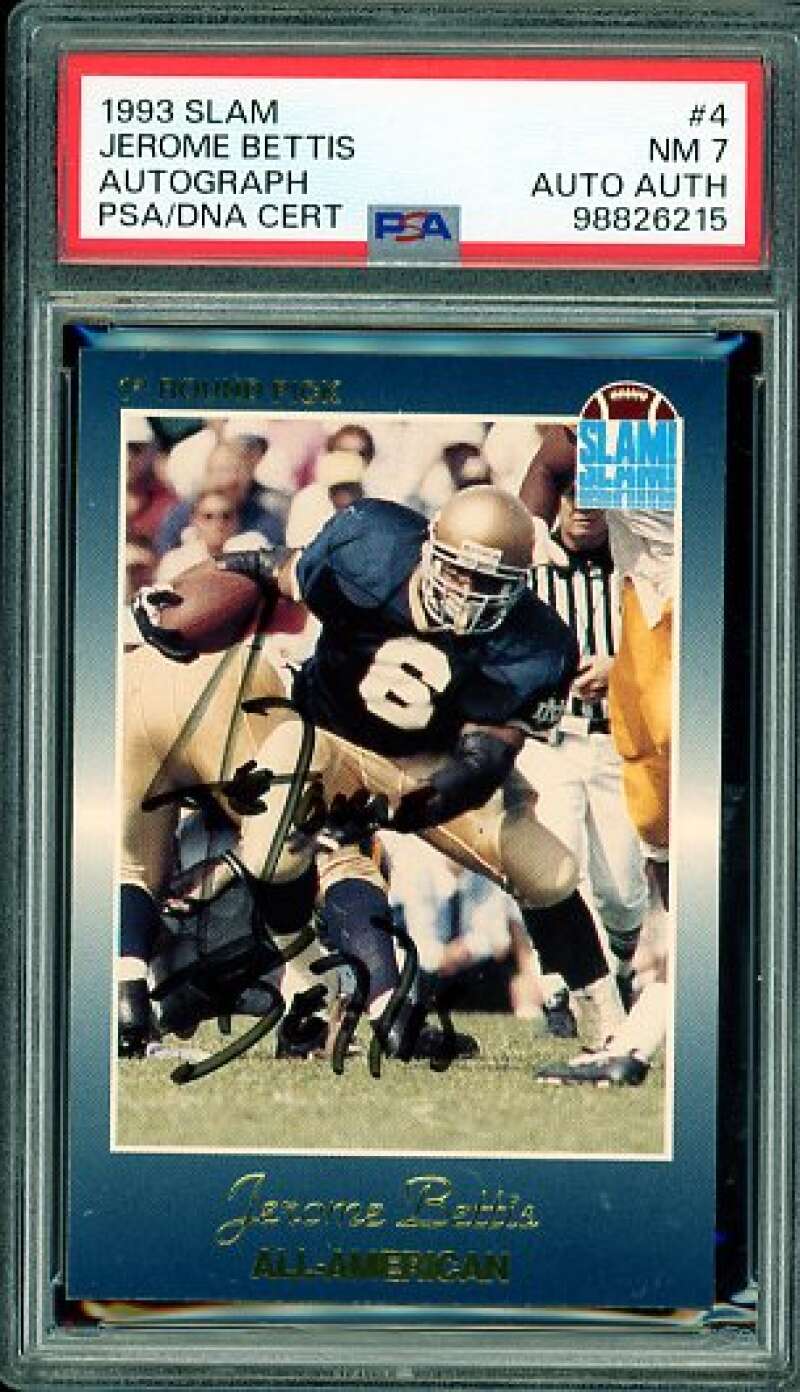 Jerome Bettis Rookie Card 1993 Slam Autograph #4 PSA/DNA Cert 7 Auto Image 1