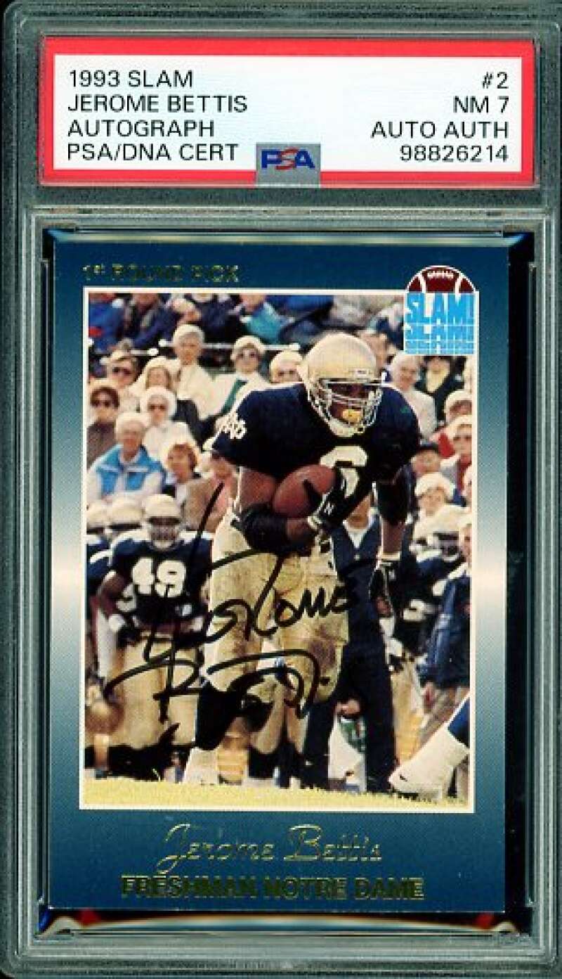 Jerome Bettis Rookie Card 1993 Slam Autograph #4 PSA/DNA Cert 7 Auto Image 1