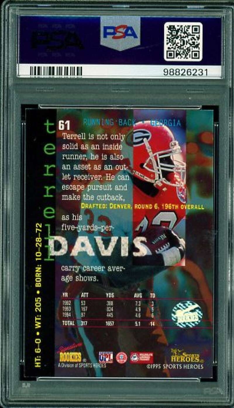 Terrell Davis Rookie 1995 Signature Rookies Fame Fortune #61 PSA/DNA Cert 6 Auto Image 2