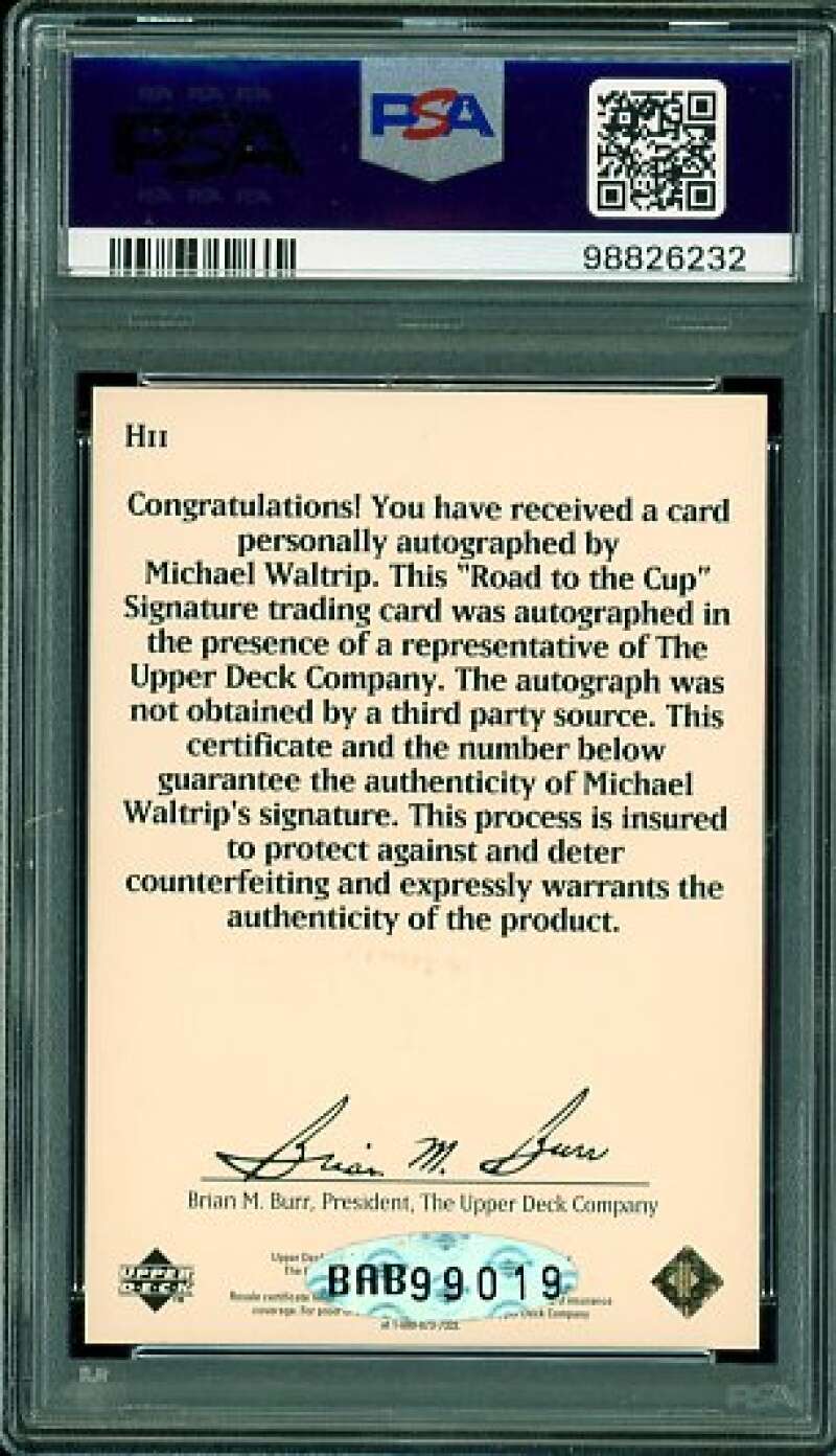 Michael Waltrip Card 1996 U.D. Road To cup Autographs #h11 PSA/DNA Cert 9 Auto Image 2