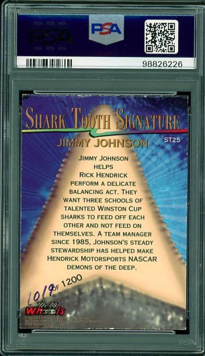 Jimmy Johnson Card 1997 Race Sharks Shark Tooth SIg #st25 PSA/DNA Cert 5 Auto Image 2