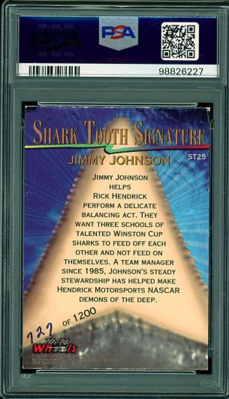 Jimmy Johnson Card 1997 Race Sharks Shark Tooth SIg #st25 PSA/DNA Cert 4 Auto Image 2