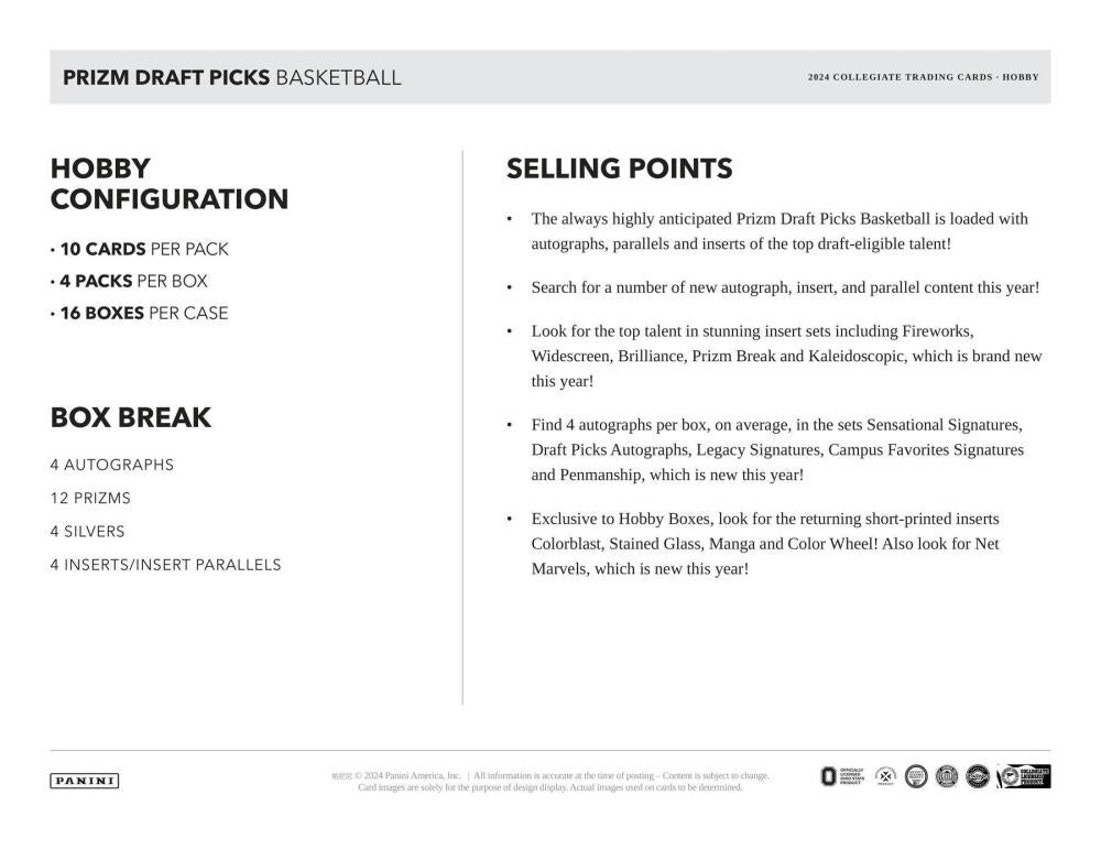 2024-25 Panini Prizm Draft Basketball Hobby Box Image 8
