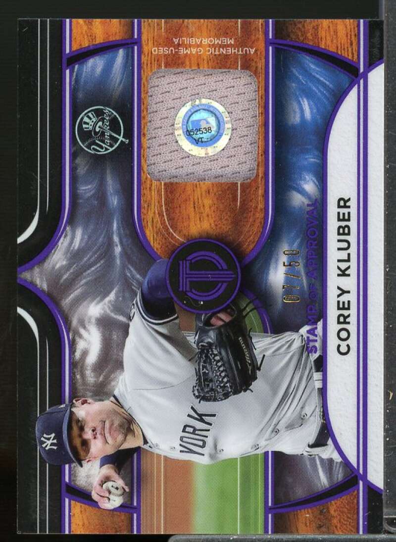 Corey Kluber 2022 Topps Tribute Stamp of Approval Jersey Relics Purple #SOACK  Image 1