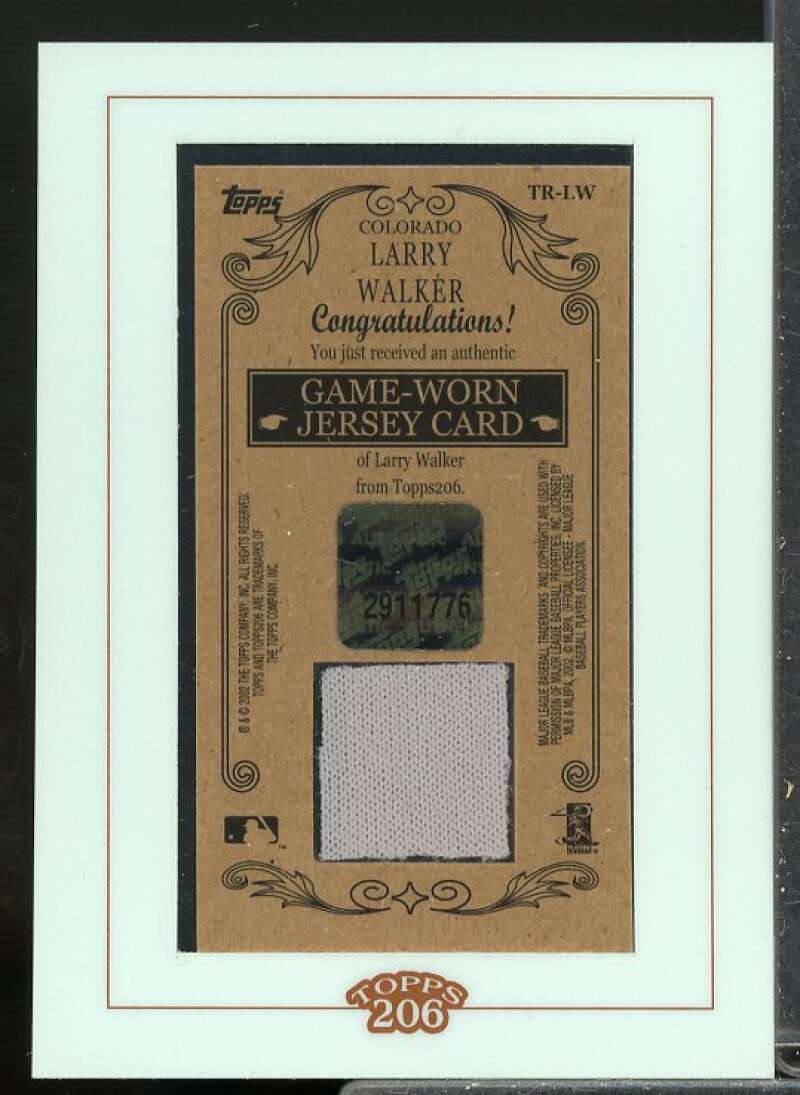 Larry Walker Jersey A1 Card 2002 Topps 206 Relics #LW1  Image 2
