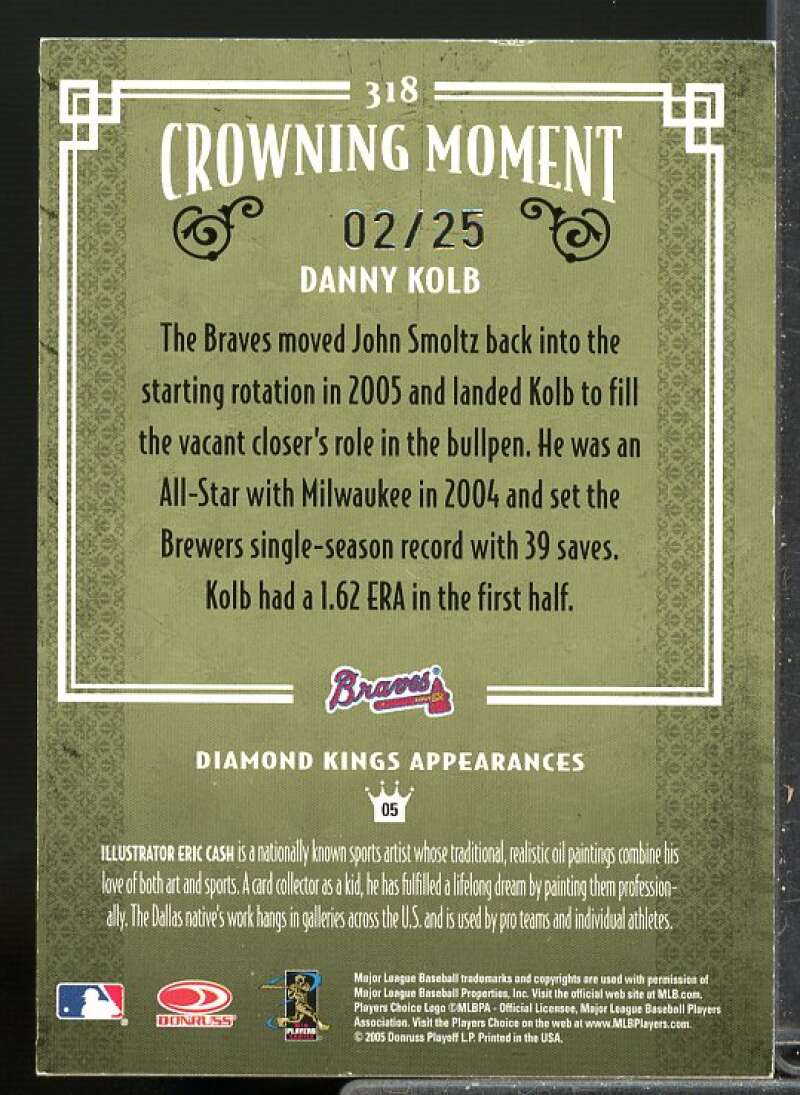 Danny Kolb/25 Card 2005 Diamond Kings Signature Auto Gold #318  Image 2