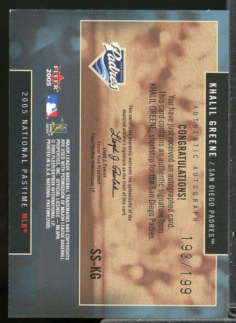 Khalil Greene/199 Rookie 2005 National Pastime Signature Swings Auto Gold #KG  Image 2