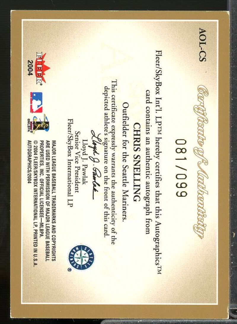 Chris Snelling Rookie Card 2004 SkyBox Autographics Signatures On Location #CS1  Image 2