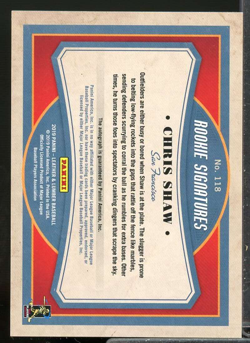 Chris Shaw 2019 Panini Leather and Lumber Rookie Baseball Signature Pink #118  Image 2