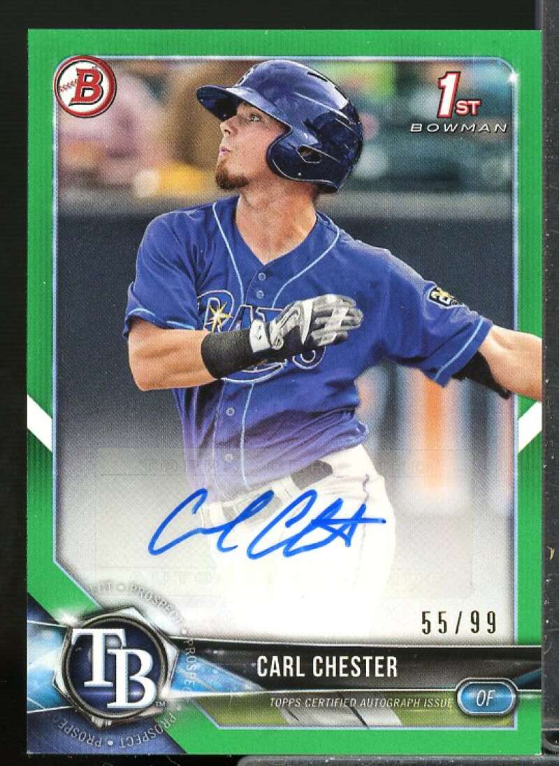 Carl Chester Rookie Card 2018 Bowman Prospect Autographs Green #PACC  Image 1