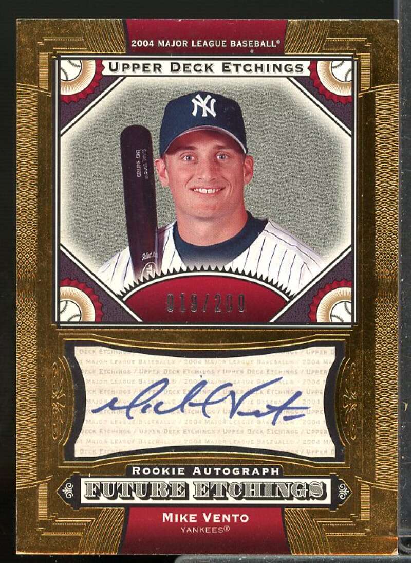 Mike Vento FE Rookie Card 2004 Upper Deck Etchings Blue Ink Auto #139  Image 1