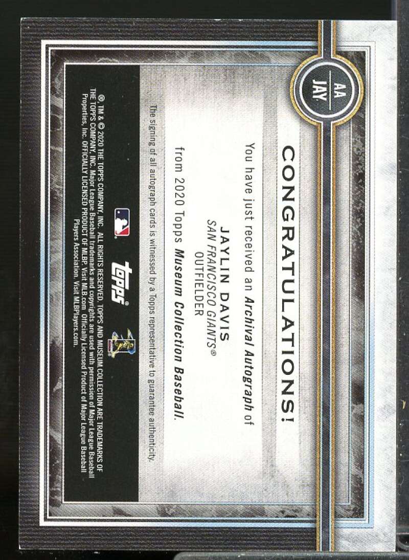 Jaylin Davis Rookie 2020 Topps Museum Collection Archival Autographs #AAJAY  Image 2