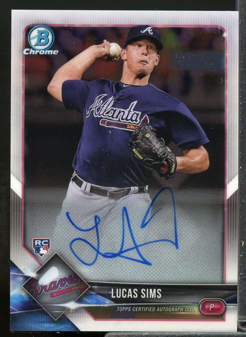 Lucas Sims Rookie Card 2018 Bowman Chrome Rookie Autographs #BCRALS  Image 1