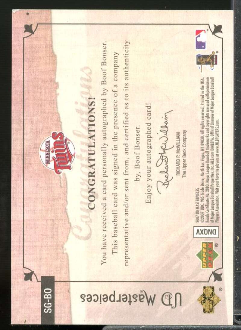 Boof Bonser Rookie Card 2007 UD Masterpieces Stroke of Genius Signatures #BO  Image 2