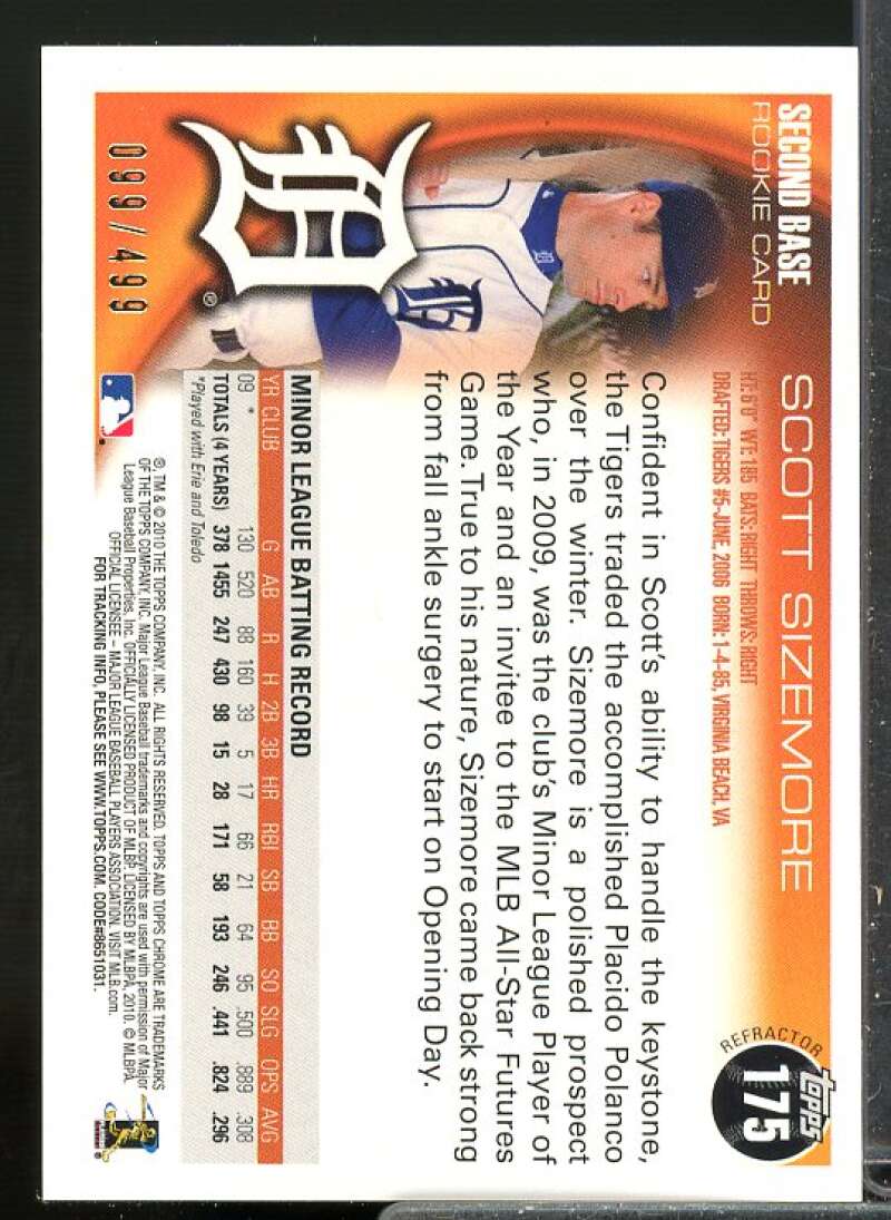 Scott Sizemore Rookie Card 2010 Topps Chrome Rookie Autographs Refractors #175  Image 2