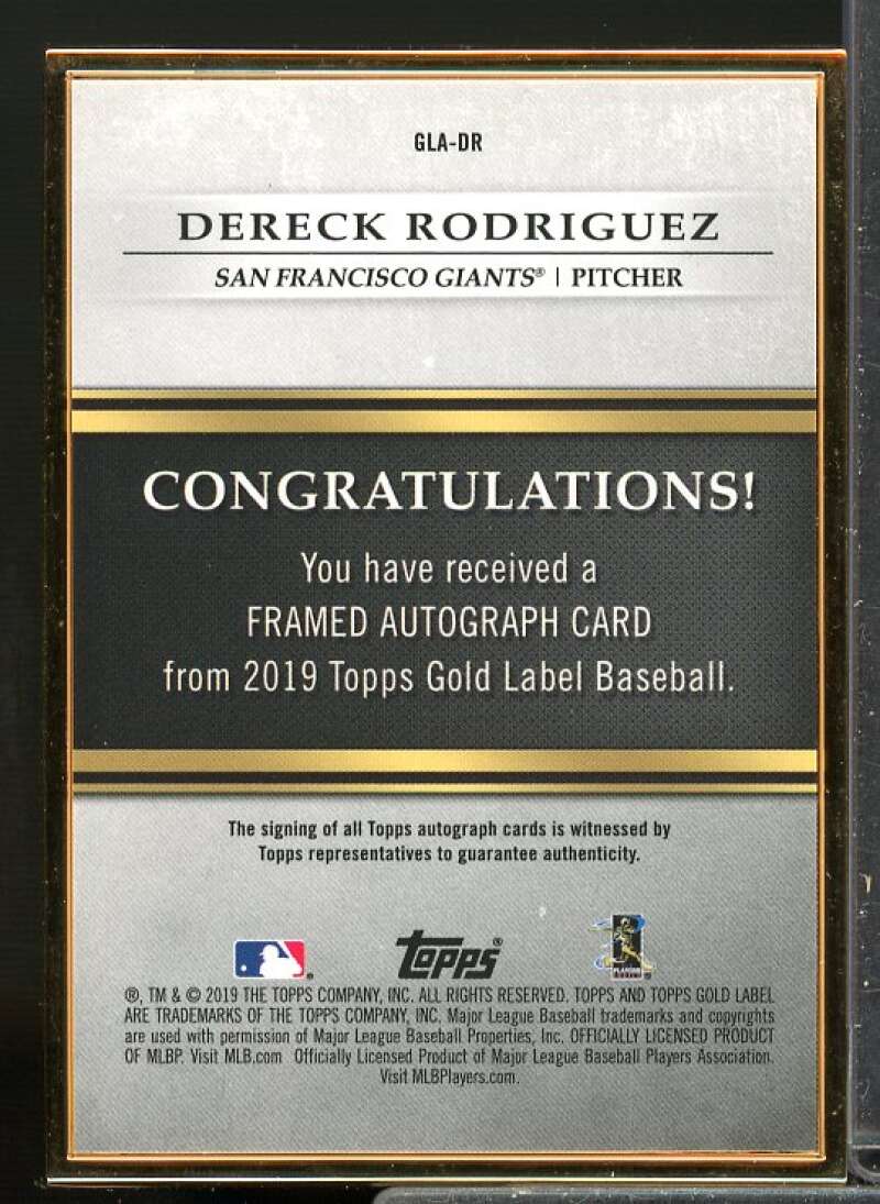 Dereck Rodriguez Card 2019 Topps Gold Label Framed Autographs #GLADR  Image 2