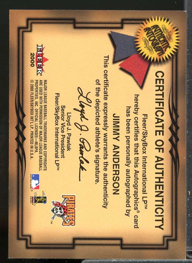 Jimmy Anderson Card 2001 Fleer Autographics #2  Image 2