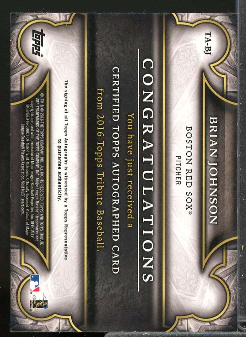 Brian Johnson Rookie Card 2016 Topps Tribute Rookie Autographs Blue #TABJ  Image 2