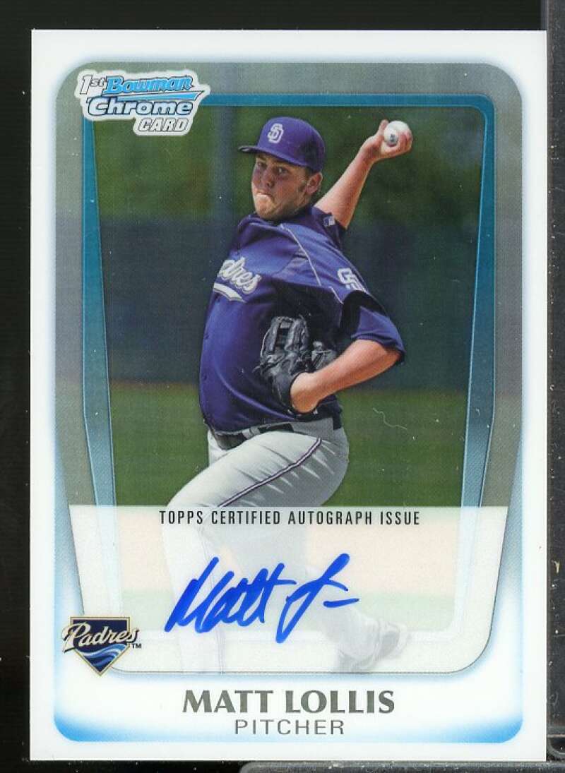 Matt Lollis Card 2011 Bowman Chrome Prospect Autographs Refractors #BCP176  Image 1