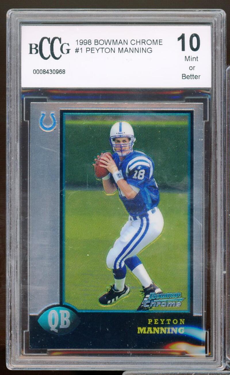 1998 Bowman Chrome #1 Peyton Manning Rookie Card BGS BCCG 10 Mint+ Image 1