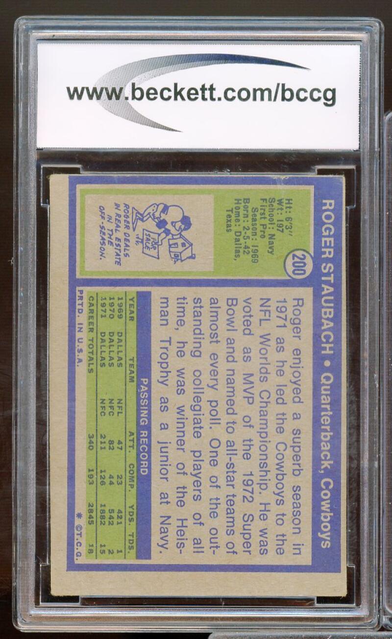 1972 Topps #200 Roger Staubach Rookie Card Image 2