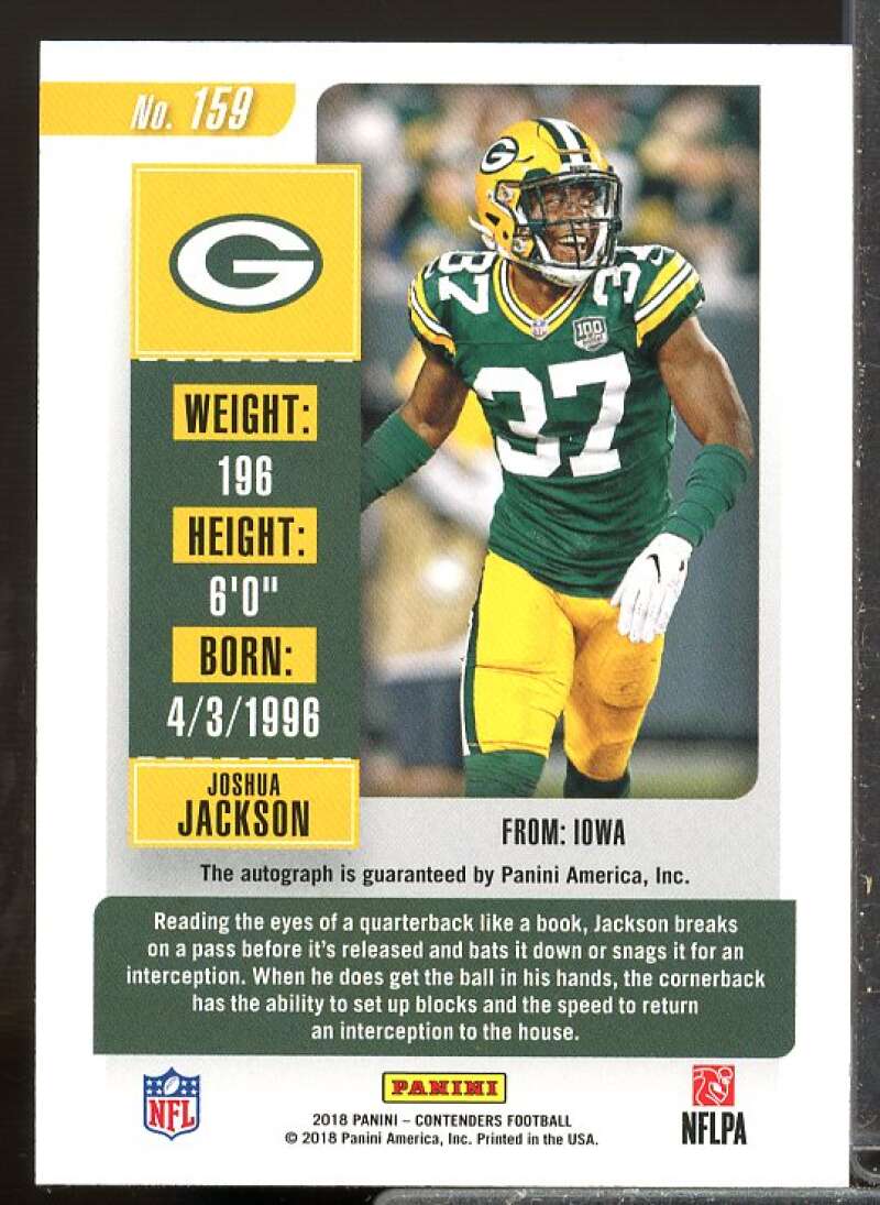 Joshua Jackson Rookie Card 2018 Panini Contenders Rookie Auto #159  Image 2