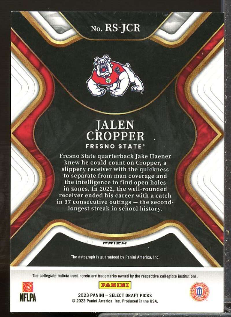 Jalen Cropper Rookie 2023 Select Draft Picks Rookie Signatures Prizms Red #64  Image 2