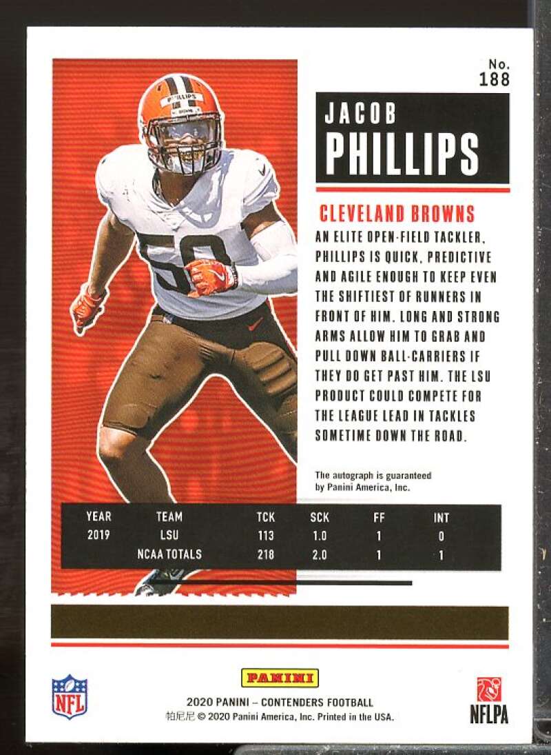 Jacob Phillips Rookie Card 2020 Panini Contenders Rookie Auto #188  Image 2